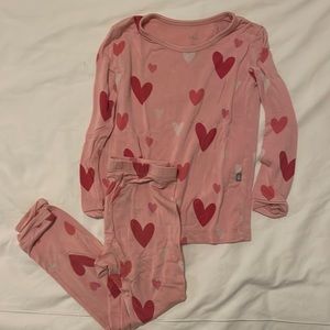 KYTE baby pink heart long sleeve pajamas